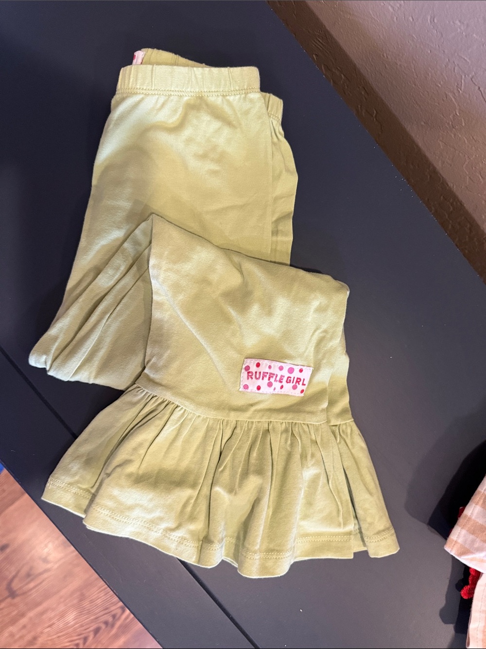Ruffle Girl Light Green Ruffled Leggings for Girls Sz 5